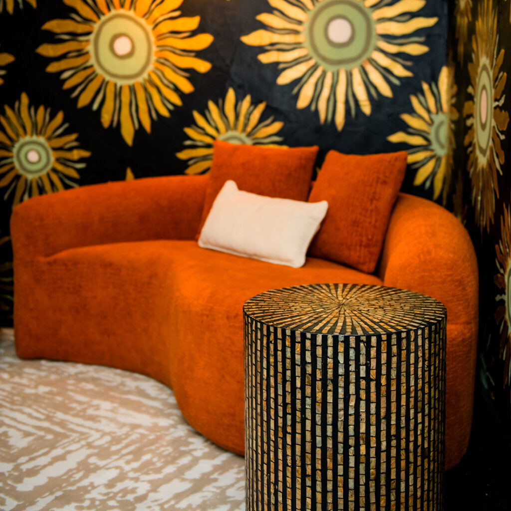 a cozy sofa and lounge area